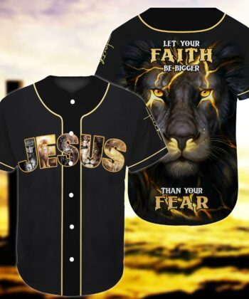 Let Your Faith Be Bigger Than Your Fear Baseball Shirt For Christians - artsywoodsy