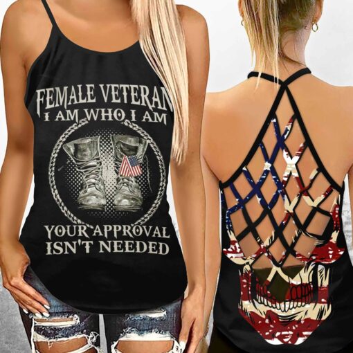 Your Approval Isn't Needed Criss-cross Tank Top For Femal Veterans - artsywoodsy