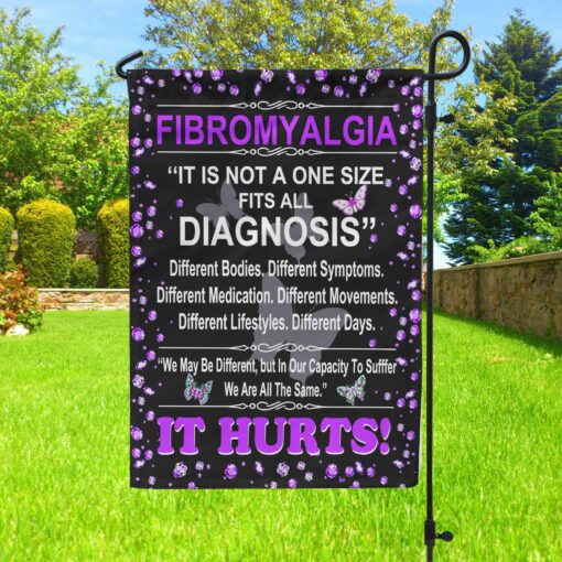 It Is Not A One Size Fits All Diagnosis Garden Flag For Fibromyalgia Awareness Month, Happy Mother's Day - artsywoodsy