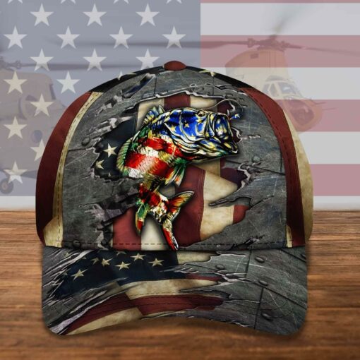 USA Flag Fising Cap, Cap for Fishing Lovers - artsywoodsy