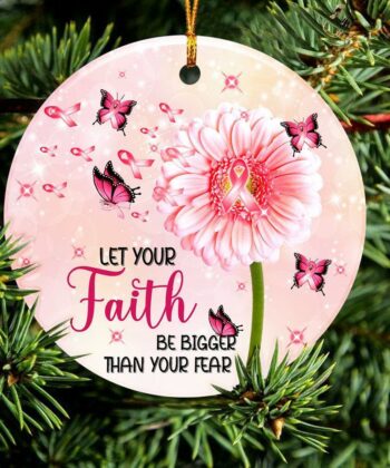 Breast Cancer Butterfly Ornament, Breast Cancer Awareness, Christmas Ornament - artsywoodsy