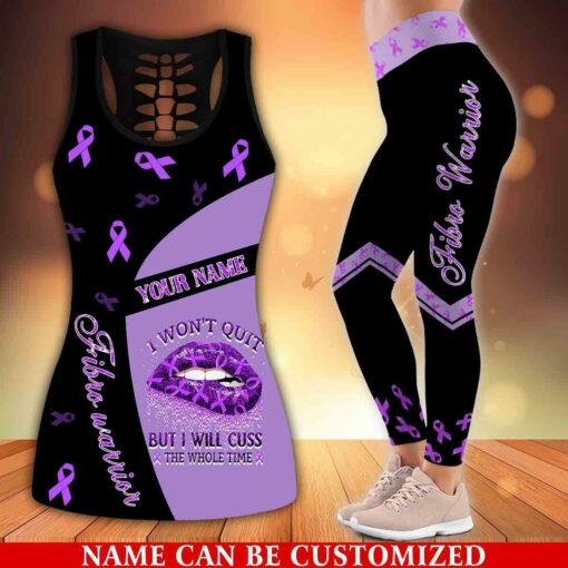 Custom I Won't Quit Tank Top & Leggings For Fibromyalgia Awareness Month - artsywoodsy