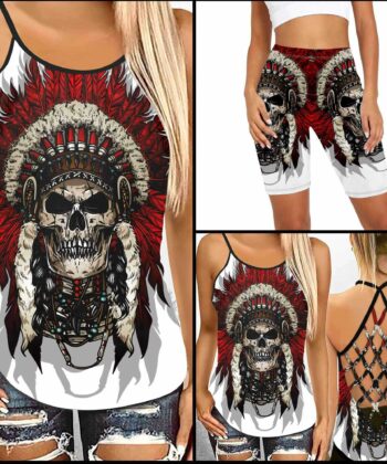 Proud To Be A Native American Criss-cross Tank Top & Leggings For Native Americans - artsywoodsy