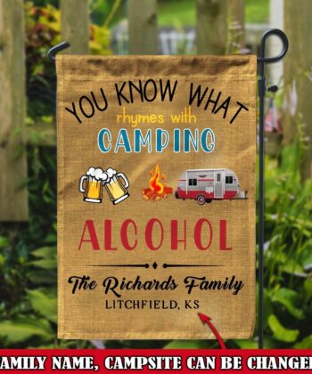 Camping Alcohol, You No What Rhymes With Camping Flag - artsywoodsy
