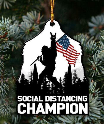 Bigfoot Ornament, 2020 Social Distancing Champion, Christmas Ornament - artsywoodsy