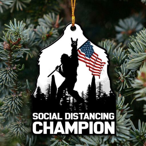 Bigfoot Ornament, 2020 Social Distancing Champion, Christmas Ornament - artsywoodsy