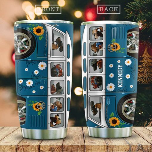 Blue Royal Hippie Van Dogs Personalized KD2 HAL0401003Z Stainless Steel Tumbler