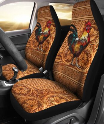Chicken Leather Embossed Car Seat Covers For Farmers (Set Of 2)