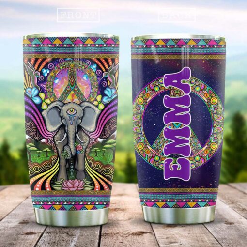 Elephant Doodle Hippie Personalized KD2 HNL2301004Z Stainless Steel Tumbler