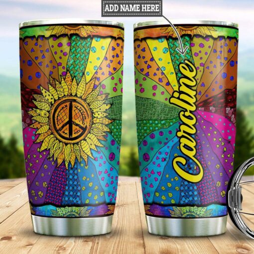 Hippie Sunflower Personalized DNR0712011 Stainless Steel Tumbler
