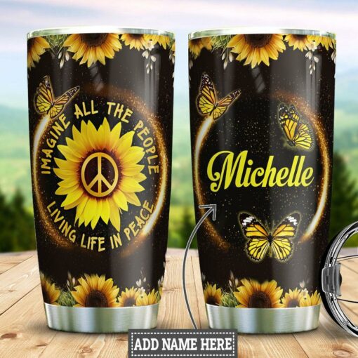 Hippie Sunflower Personalized DNR2511003 Stainless Steel Tumbler