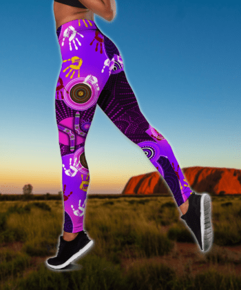 Aboriginal Naidoc Week 2021 Purple Turtle Lizard Sun 3D print combo legging tanktop