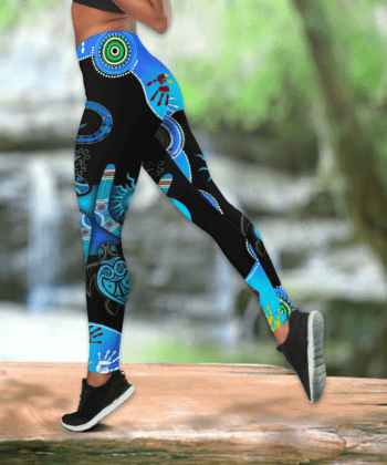 Aboriginal Naidoc Week 2021 Blue Turtle Lizard Combo Legging Tank