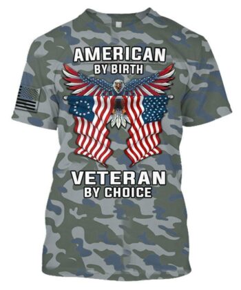 Camo American by Birth Veteran by Choice Veterans Day, Best gift for Independence Day, Memorial day - Branded Unisex
