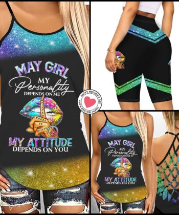 My Personality Depends On Me Criss-cross Tank Top & Short Leggings For May Girl - artsywoodsy