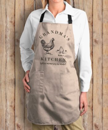 Custom Grandma's Kitchen Chicken Design Apron For Mother's Day, Gift For Mom, Gift For Nana, Gigi, Nina, Nanny, Mimi