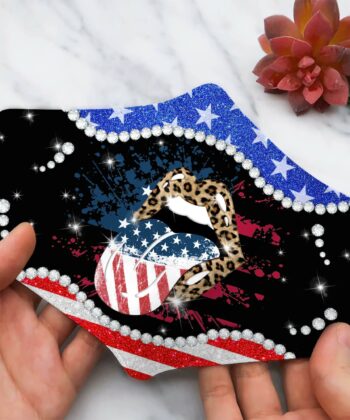 American Flag Tongue Face Mask For The US Independence Day, 4th of July, Fourth Of July - artsywoodsy