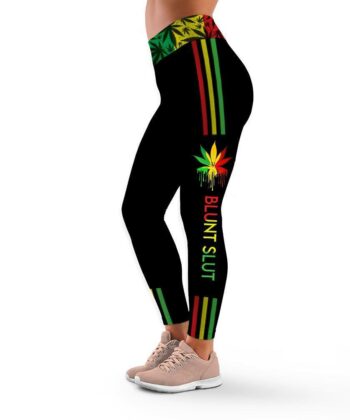 Custom 420 Roll Me A Blunt & Tell Me Pretty Rasta Weed Pattern Tank Top & Leggings - artsywoodsy