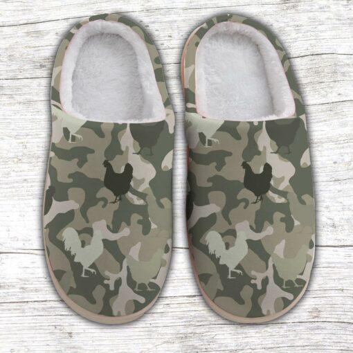 Camouflage Chicken Slippers For Farmers, Chicken Lovers - artsywoodsy
