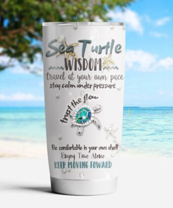 Sea Turtle Wisdom Stainless Tumbler, Beach Tumbler - artsywoodsy