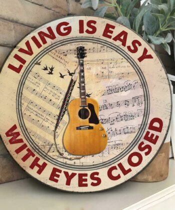 Home Music Room Round Wood Sign For Music Lovers, Musicians, Guitarists, Bassists, Home Decor, Room Decor, Man Cave Decor, Guitar Room Decor - artsywoodsy