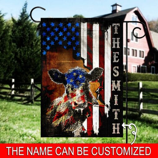 American Cow Garden Flag For Farmers, Cow Lovers - artsywoodsy