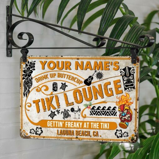 Custom Tiki Lounge All-Weather Metal Sign For Tiki Hut, Tiki Bar, Tiki Lounge - artsywoodsy