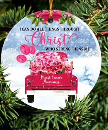 Breast Cancer Ornament, Christmas Ornament, Christmas Decoration - artsywoodsy