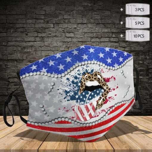 American Flag Tongue Face Mask For The US Independence Day, 4th of July, Fourth Of July - artsywoodsy