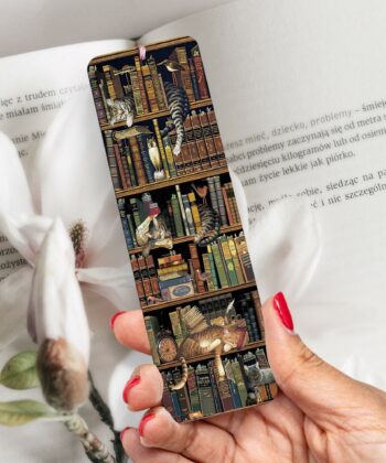 Sleeping Cats On The Bookshelf Wooden Bookmark For Book Lovers, Cat Lovers - artsywoodsy