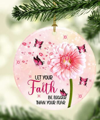 Breast Cancer Butterfly Ornament, Breast Cancer Awareness, Christmas Ornament - artsywoodsy