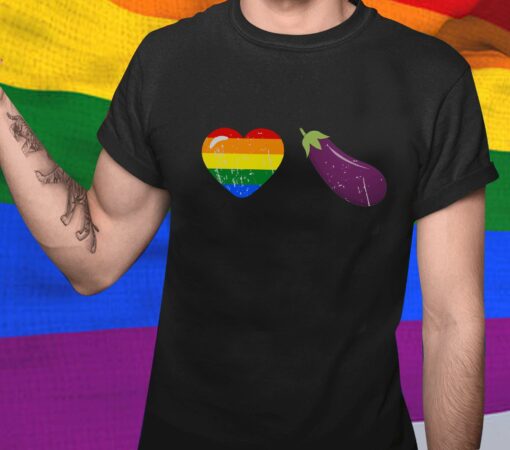 Love Eggplant Funny 2D T-shirt For LGBT Community, Queer Gift, Equality, Gay Shirt, Pride Shirt, Gay Pride Humor, LGBTQ, LGBT History Month - artsywoodsy