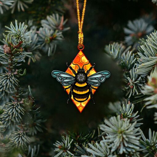 Bee Ornament M2, Bee Keeper, Christmas Ornament - artsywoodsy