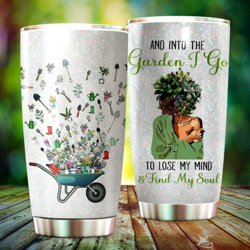 And Into The Garden I Go To Lose My Mind And Find My Soul Glitter Tumbler For Gardeners, Flower Lovers - artsywoodsy