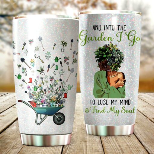 And Into The Garden I Go To Lose My Mind And Find My Soul Glitter Tumbler For Gardeners, Flower Lovers - artsywoodsy