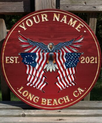 Betsy Ross Flag and United States Flag Printed Wood Sign For Independence Day, Memorial Day, 4th of July, Fourth Of July - artsywoodsy