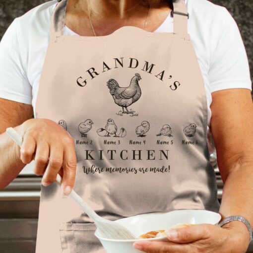 Custom Grandma's Kitchen Chicken Design Apron For Mother's Day, Gift For Mom, Gift For Nana, Gigi, Nina, Nanny, Mimi - artsywoodsy