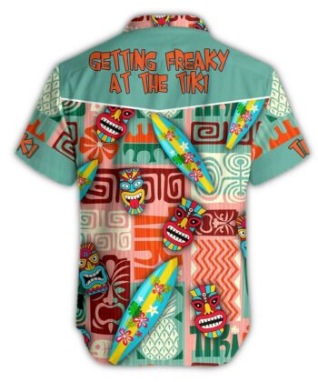 Gettin' Freaky At The Tiki Hawaiian Men Shirt For Tiki Bar, Tiki Hut Lovers - artsywoodsy