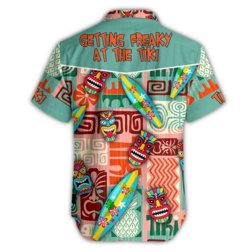 Gettin' Freaky At The Tiki Hawaiian Men Shirt For Tiki Bar, Tiki Hut Lovers - artsywoodsy