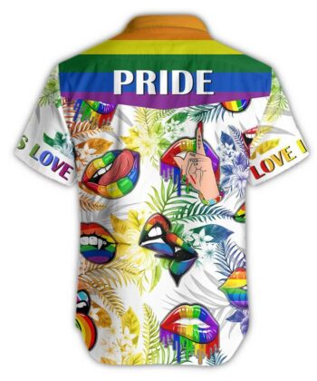 Rainbow Lips Hawaiian Pattern Men Shirt For LGBT Community, Queer Gift, LGBT Shirt, Be Kind Shirt, Equality, Lesbian, Gay Shirt, Pride Shirt, LGBTQ, LGBT History Month - artsywoodsy