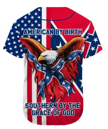 Southern Confederate Flag American By Birth Southern By The Grace Of God Baseball Shirt For 4th of July, Independence Day, Fourth of July - artsywoodsy