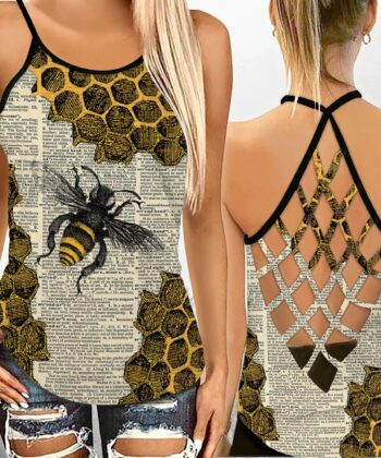 Honey Bee Dictionary Page Criss-cross Tank Top For Bee Lovers, Beekeepers - artsywoodsy