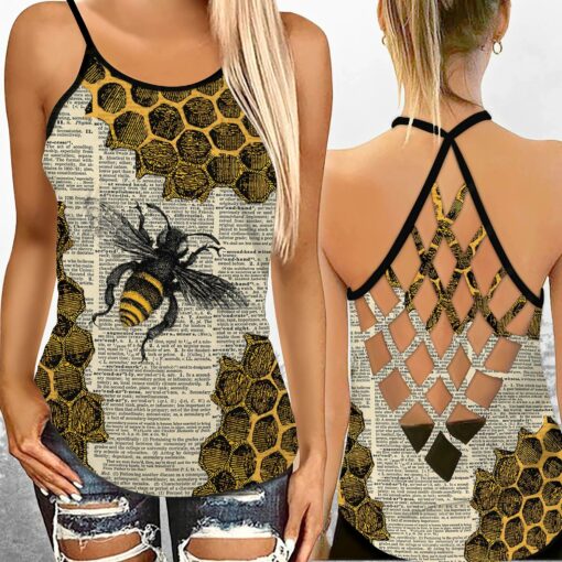 Honey Bee Dictionary Page Criss-cross Tank Top For Bee Lovers, Beekeepers - artsywoodsy