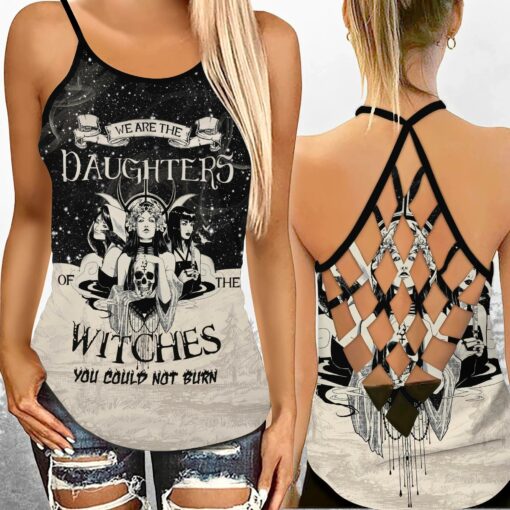 Daughters of The Witches You Could Not Burn Criss-cross Tank Top For Witches, Wicca, Witchery Lovers - artsywoodsy