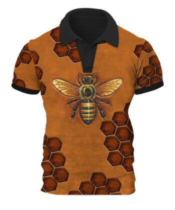 Bee Beehive Vintage Rustic Style Polo Shirt For Bee Keepers, Bee Lovers, Happy Father's Day, Gift For Dad, Gift For Papa - artsywoodsy
