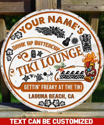 Custom Gettin' Freaky At The Tiki Printed Wood Sign For Tiki Lounge, Tiki Bar, Tiki Hut