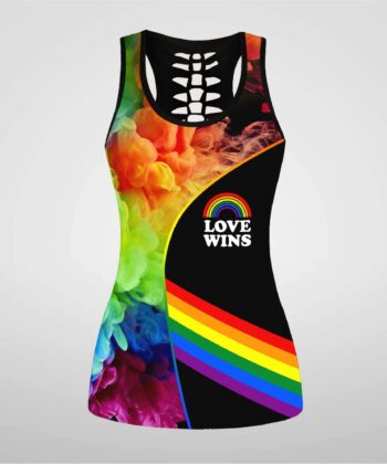 Love Wins Hollow Out Tank Top & Leggings For LGBT Community, Queer Gift, Equality, Lesbian Shirt, Pride Shirt, LGBTQ, LGBT History Month - artsywoodsy
