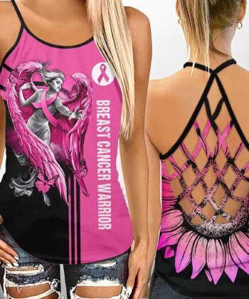 Breast Cancer Survivor Criss-cross Tank Top & Leggings For Breast Cancer Awareness - artsywoodsy