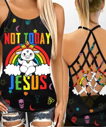 Not Today Jesus Criss-cross Tank Top & Leggings For LGBT Pride Month - artsywoodsy