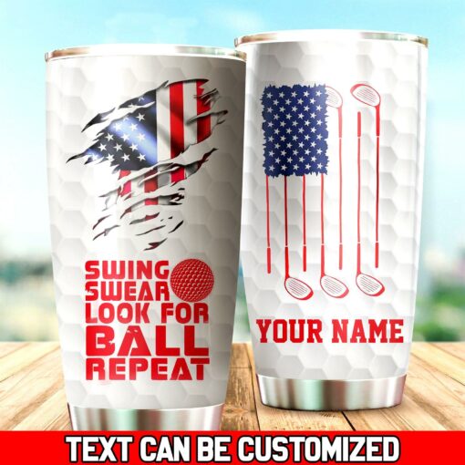 Custom Swing Swear Look For Ball Repeat Golf Ball Texture Tumbler For Golfers, Golfing Lovers, Happy Father's Day, Gift For Dad, Gift For Papa, 4th of July - artsywoodsy